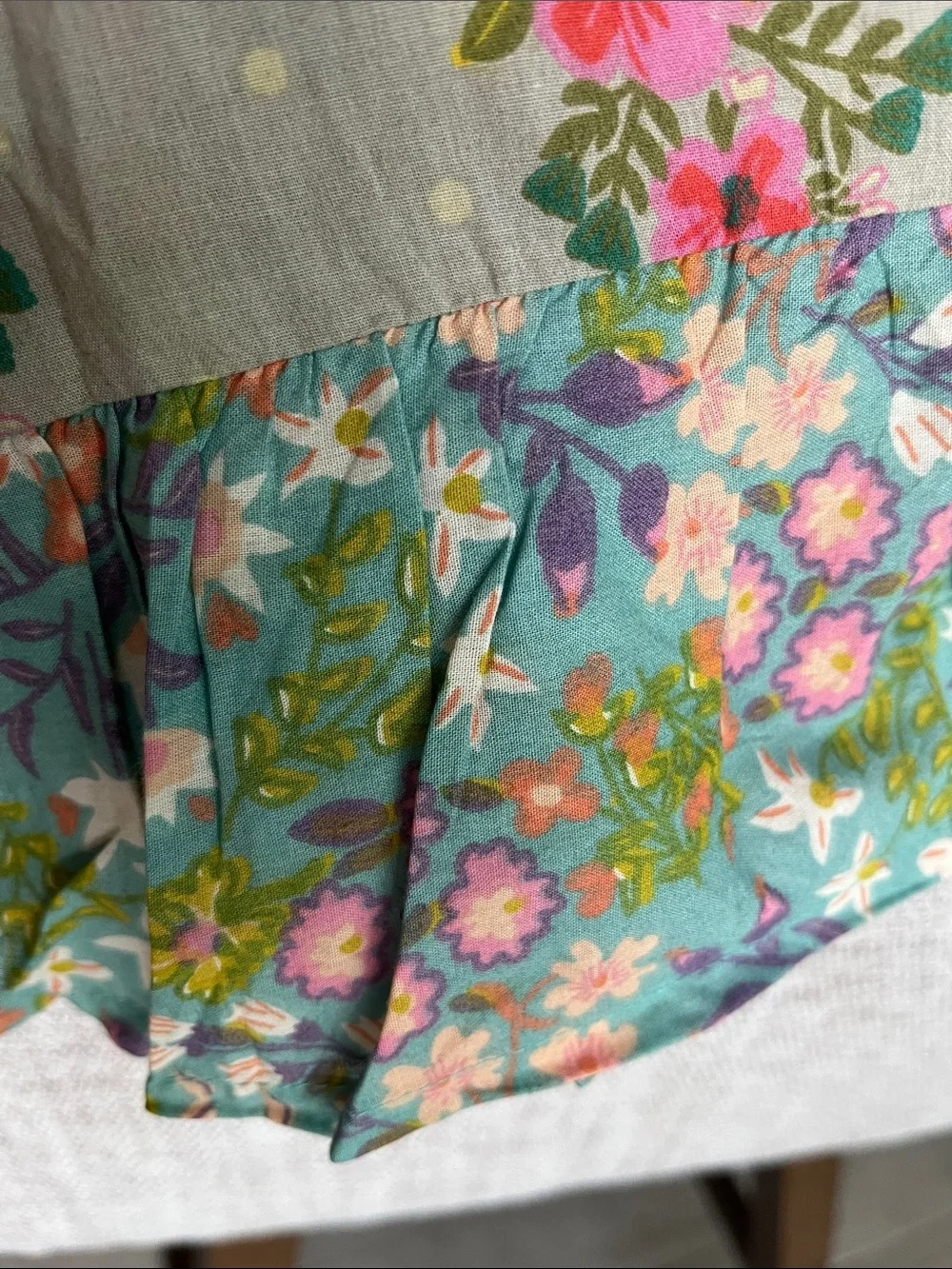 2 Natural Life king Grey Nora floral polkadot Boho pillowcases contrast ruffle